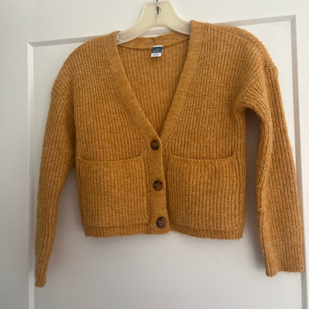 Old Navy Yellow Cropped Cardigan Sweater